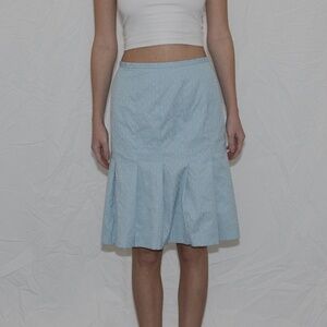 Blue pleated midi skirt textured pattern size 6 kasper
